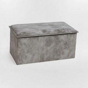 Σκαμπό-μπαούλο Koper pakoworld βελούδο σε μπεζ απόχρωση 76x38x38εκ