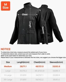 VEVOR FR Welding Jacket M Size Heavy Duty Cowhide Leather &amp; 9oz FR Cotton