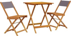 vidaXL Σετ Επίπλων Bistro 3 τεμ. Ανθρακί Ύφασμα/Μασίφ Πεύκου