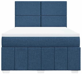 vidaXL Κρεβάτι Boxspring με Στρώμα Μπλε 140x190 εκ. Υφασμάτινο