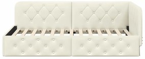 vidaXL Κρεβάτι Γωνίας Κρεμ 90 x 200 cm Βελούδο