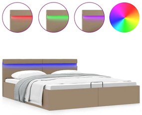 vidaXL Πλαίσιο Κρεβατιού Αποθ. Χώρο/LED Καπουτσίνο 160x200εκ Δερματίνη