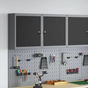 vidaXL Ντουλάπι Εργαλείων με ράφι Μαύρο και γκρι 50 x 20 x 55 εκ.