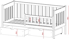 Μονό παιδικό κρεβάτι ALIBA 90x200 γραφίτη LN4145