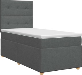 vidaXL Κρεβάτι box spring με στρώμα Σκούρο Γκρι 80 x 200 cm Ύφασμα