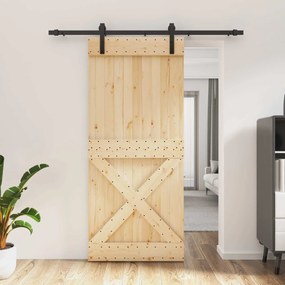 vidaXL Συρόμενη Πόρτα Φυσικό και Μαύρο 90 x 210 cm