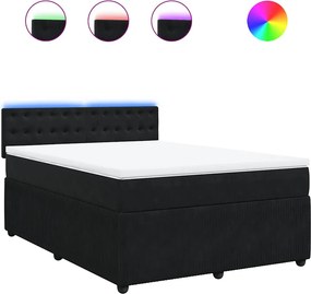 vidaXL Κρεβάτι Boxspring με Στρώμα Μαύρο 160x200 εκ. Βελούδινο