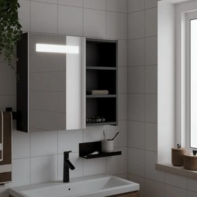 VidaXL Καθρέφτης Μπάνιου με Ντουλάπι & LED Μαύρο 60 x 13 x 52 εκ.
