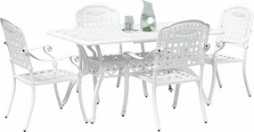 vidaXL Σέτ φαγητού για κήπο 5 pcs Λευκό Αλουμίνιο