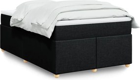 vidaXL Κρεβάτι Boxspring με Στρώμα Μαύρο 120x190 εκ. Υφασμάτινο