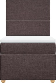vidaXL Κρεβάτι Boxspring με Στρώμα Σκούρο Καφέ 90x200 εκ. Υφασμάτινο