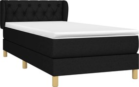 vidaXL Κρεβάτι Boxspring με Στρώμα Μαύρο 80 x 200 εκ. Υφασμάτινο