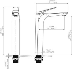 Karag  Lea B05002 Gun Metal - Μπαταρία Επιτραπεζιου Νιπτήρα