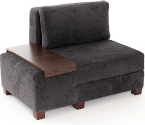 Πολυθρόνα-Κρεβάτι Ανθρακί Αριστερή PERENNA CHENILLE 93x116x83