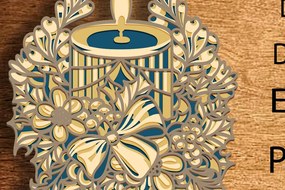 Σετ των 2 Intra απο ξύλο plywood 3mm-4mm πάχος Χριστουγεννιάτικο κερί Mandala, 3D Χριστ Δίασταση 30x30 cm INTRAFABR-82353406