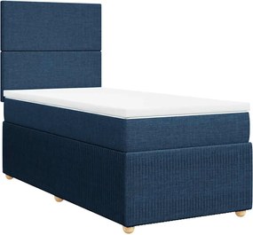 vidaXL Κρεβάτι Boxspring με Στρώμα Μπλε 80x200 εκ. Υφασμάτινο
