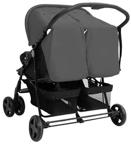 vidaXL Καρότσι Διδύμων Σκούρο Γκρι Ατσάλινο