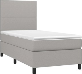 vidaXL Κρεβάτι Boxspring με Στρώμα Ανοιχτό Γκρι 100x200 εκ. Υφασμάτινο