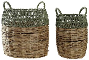 Σετ Καλαθιών DKD Home Decor Πράσινο Φυσικό Boho 33 x 33 x 40 cm ρατάν 4 κιλά 2 Τεμάχια