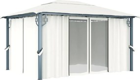 vidaXL Κιόσκι με Κουρτίνα Κρεμ 400 x 300 εκ. Αλουμινίου