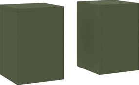 vidaXL Βάση φυτών 2 pcs Λαδί 24 x 24 x 35 εκ. Ατσάλι