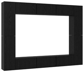 vidaXL Σετ επίπλου τηλεόρασης Επιτοίχιο 10 pcs Μαύρη δρυς