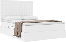 vidaXL Κρεβάτι Αποθήκης Καθαρό Λευκό 140 x 200 cm Τεχνητό Δέρμα