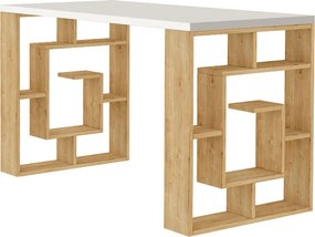 Γραφείο εργασίας Labirent Megapap χρώμα sapphire oak - λευκό 140x60x75εκ