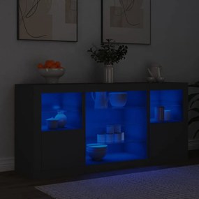 vidaXL Μπουφές με LED Μαύρος 142,5x37x67 εκ.