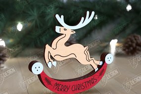 Σετ των 2 Intra απο ξύλο plywood 3mm-4mm πάχος – Χριστουγεννιάτικο στολίδι με κουνιστό τάρανδο Δίασταση  20x20 cm INTRAFABR-109885512