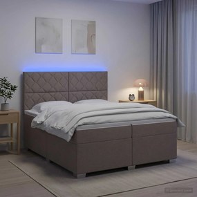 vidaXL Κρεβάτι box spring με στρώμα Taupe 200 x 200 cm Ύφασμα