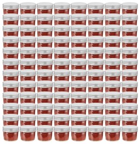 vidaXL Βάζα Μαρμελάδας 96 τεμ. 110 ml Γυάλινα με Ασημένια Καπάκια