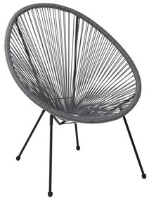 ACAPULCO Πολυθρόνα Μέταλλο Βαφή Μαύρο, Rattan Γκρι 73x76x89cm Ε245,4