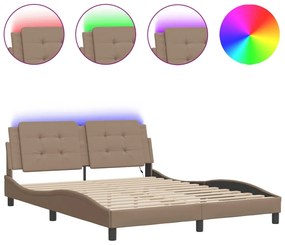 Πλαίσιο Κρεβατιού με LED Καπουτσίνο 160x200 εκ. Συνθετικό Δέρμα - Καφέ
