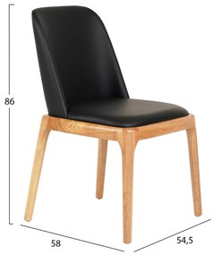 KΑΡΕΚΛΑ ΤΡΑΠΕΖΑΡΙΑΣ FURLAN HM9944.01 RUBBERWOOD-ΜΑΥΡΟ PU 54,5x58x86Υεκ - HM9944.01