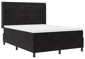 vidaXL Κρεβάτι Box Spring με Στρώμα & LED Μαύρο 160x200 εκ Βελούδο