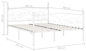 Πλαίσιο Κρεβατιού με Τελάρο Λευκό 200 x 200 εκ. Μεταλλικό - Λευκό