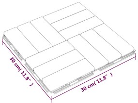 Πλακάκια Deck 10 τεμ. 30 x 30 εκ. από Μασίφ Ξύλο Teak  - Καφέ