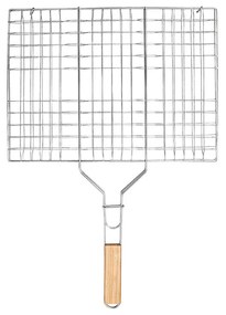 Estia 05-9472 Σχάρα Ψησίματος Bbq Με Ξύλινη Λαβή 60x40cm Μέταλλο, Silver