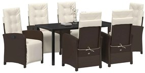 vidaXL Σέτ φαγητού για κήπο 7 pcs Καφέ συνθετικό ρατάν