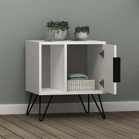 Κομοδίνο Glynn Megapap χρώμα λευκό 50,2x44,6x60εκ.