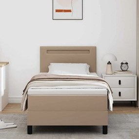 vidaXL Κρεβάτι με Στρώμα Καπουτσίνο 100 x 200 cm Τεχνητό δέρμα
