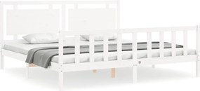 vidaXL Σκελετός Κρεβ. Χωρίς Στρώμα Λευκό 200x200 εκ Μασίφ Πεύκο