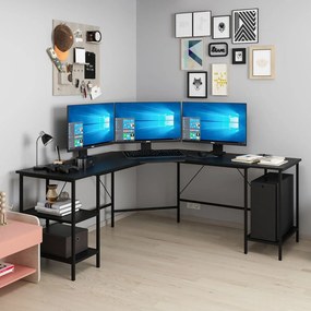 Stewehome Γωνιακό γραφείο υπολογιστή σε σχήμα L 180x60x76 cm