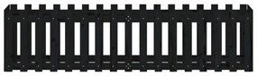 vidaXL Ζαρντινιέρα με Σχέδιο Φράχτη Μαύρη 200x50x50 εκ. Μασίφ Πεύκο