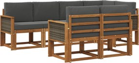 vidaXL Σειρά Καναπέ Εξωτερικού 7 pcs Φυσικό και Ανθρακί Πολυεστέρας