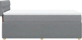 vidaXL Κρεβάτι Boxspring με Στρώμα Ανοιχτό Γκρι 90x190 εκ. Υφασμάτινο