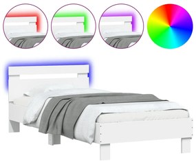 vidaXL Πλαίσιο Κρεβατιού με Κεφαλάρι & λυχνίες LED Λευκό 75 x 190 εκ.