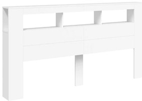 vidaXL Κεφαλάρι Κρεβατιού με LED Λευκό 200x18,5x103,5 εκ Επεξεργ. Ξύλο