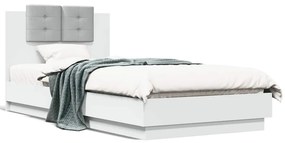 vidaXL Πλαίσιο Κρεβατιού με Κεφαλάρι Λευκό 90x200 εκ. Επεξεργ. Ξύλο